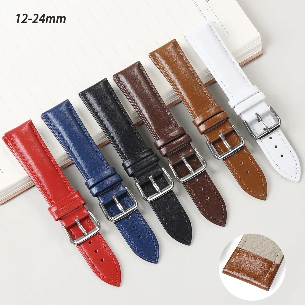 Leather Strap 12mm 13mm 14mm 15mm 16mm 17mm 18mm 19mm 20mm 21mm 22mm 23mm 24mm Soft Watchband for Men Women Universal Bracelet