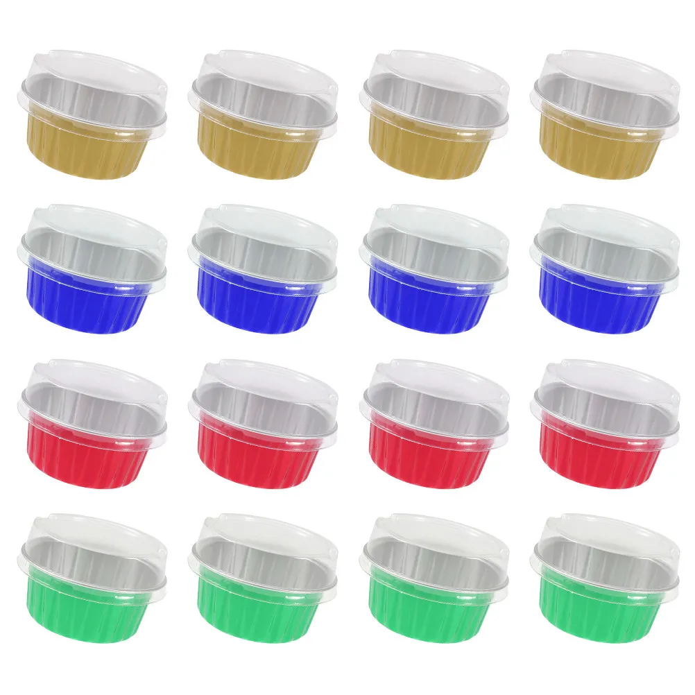 40Pcs Aluminum Baking Cups Disposable Foil Dessert Cups Thick Wear-Resistant Heat Conductive for Cupcake Muffin Pudding Baking