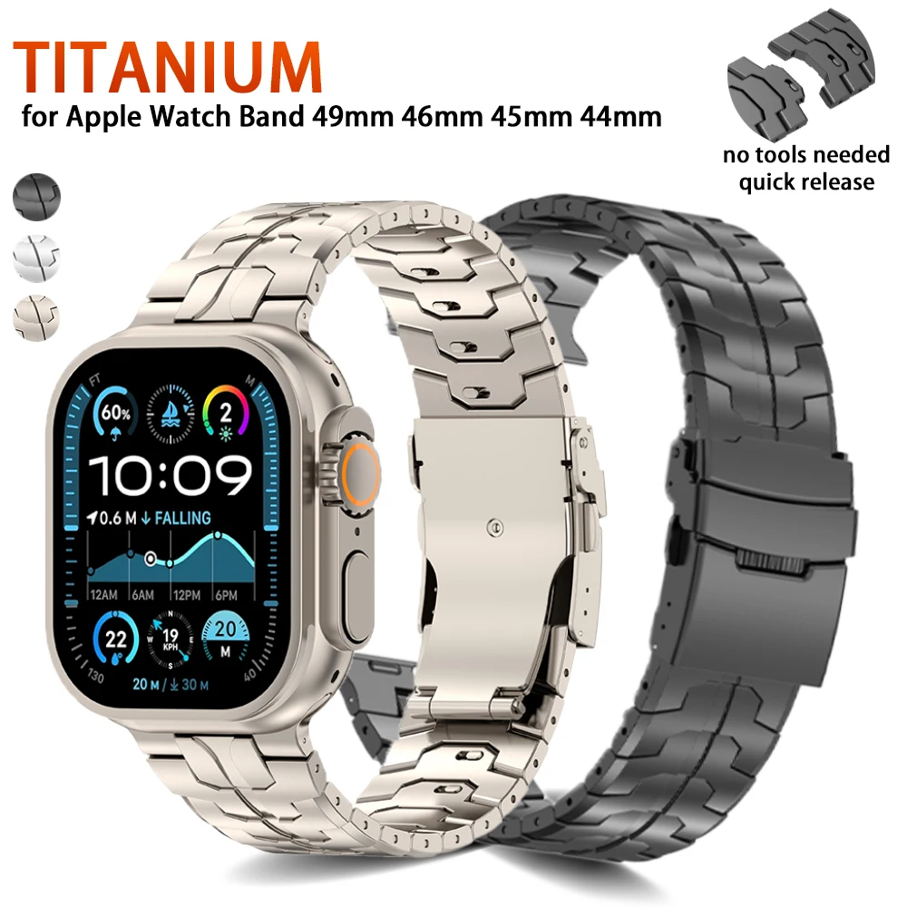 

Men Titanium Strap for Apple Watch Band Ultra 2 1 49mm 46mm 45mm 44mm Quick Release Watchband for Iwatch Series 10 9 8 7 6 Se 5