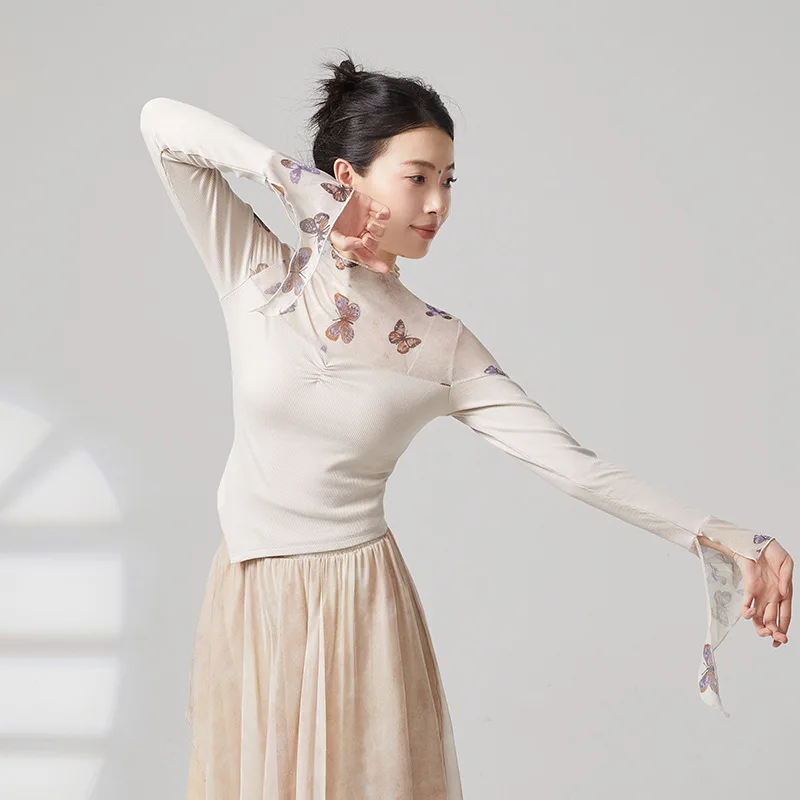 ملابس ممارسة الرقص الحديثة، أداء قافية جسم الرقص الكلاسيكي، قمصان نسائية بأكمام طويلة، موديلات جديدة