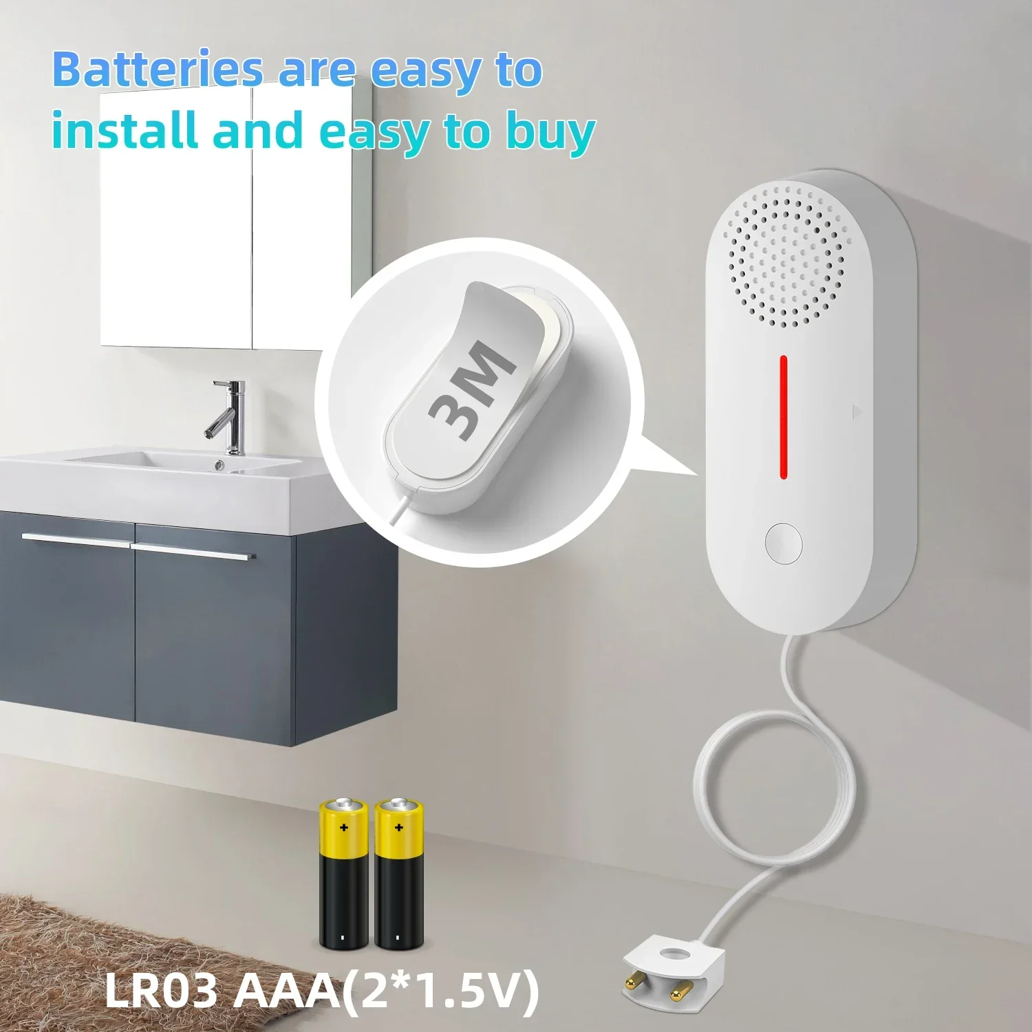 WiFi Smart Water Leak Sensor Water Overflow Level Detector Security Sound Alarm System Flood Leakage Sensor Remote Monitor