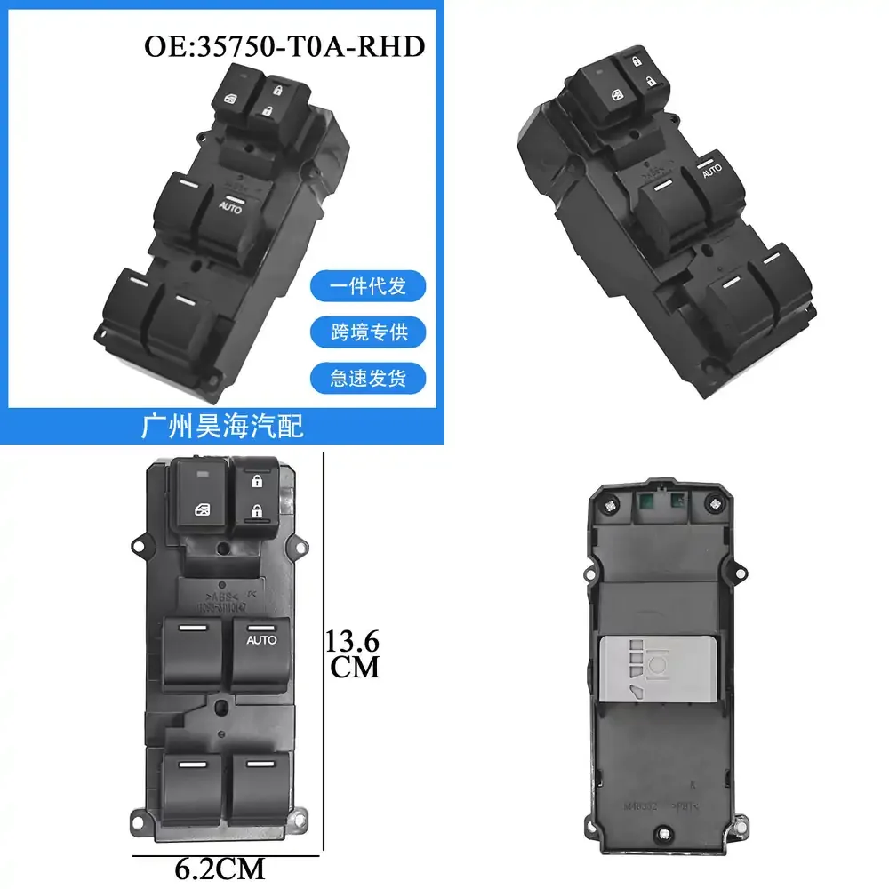 

Power Window Switch for Honda CRV Civic 2012 2013 2014 RHD 35750 T0A RHD Auto Electrical Parts Car Accessories Replacement