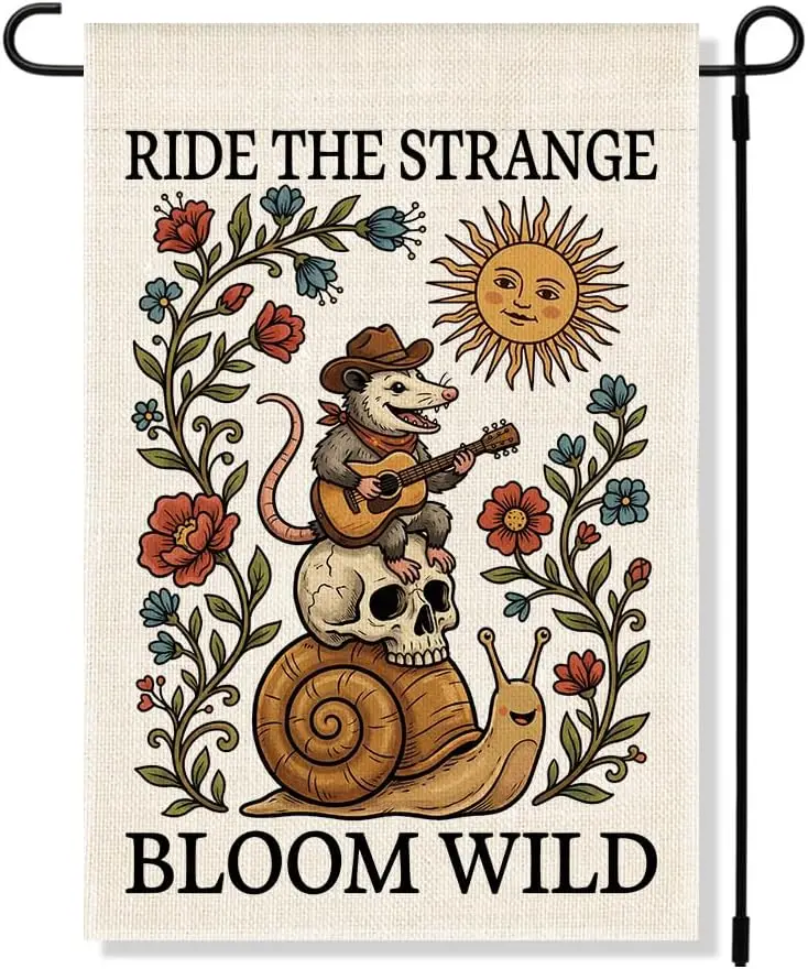 RZHV Ride The Strange Bloom Wild Double-Sided Summer Garden Flag for Outdoor House Yard Sign Garden Decor Parade, Funny Opos WWP