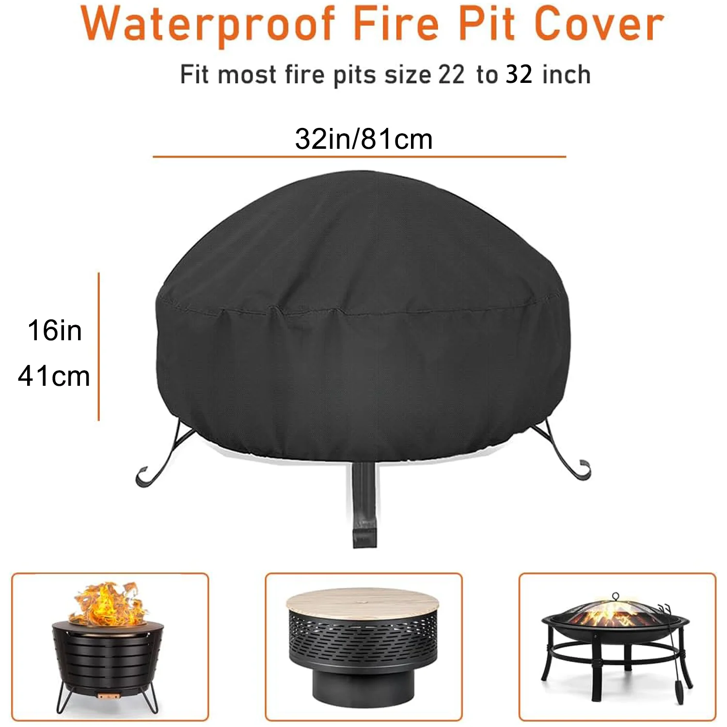 1pc Fire Pit Cover Round for Fire Pit, Waterproof & Dustproof Outdoor Fire Pit Table Cover, Heavy Duty Polyester Firepit Cover