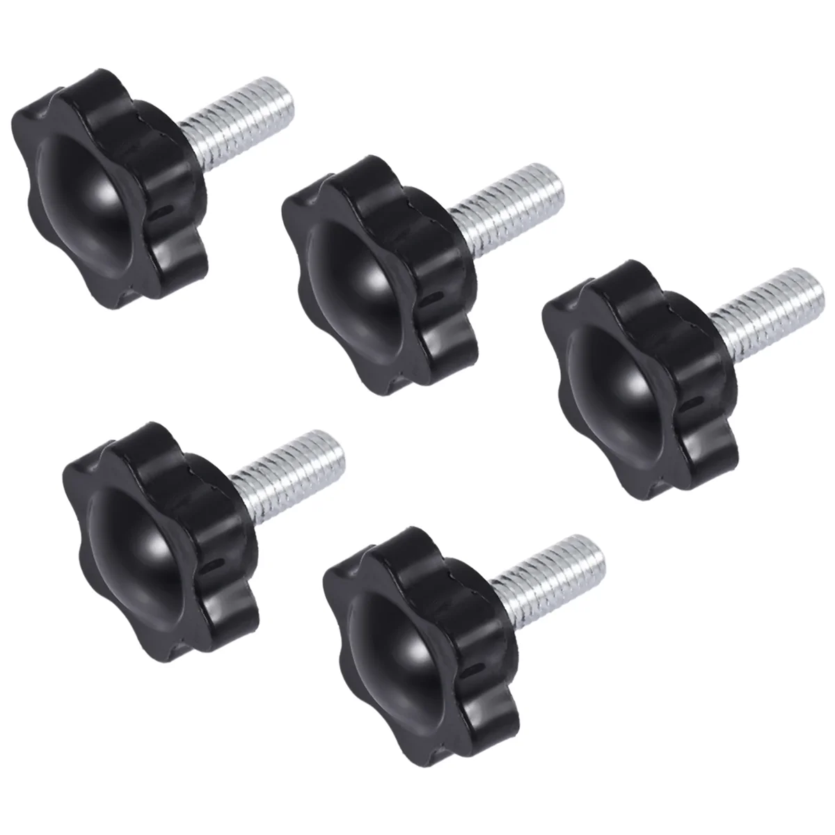 5 Pcs M6 x 15mm Male Thread 25mm Hex Shaped Head Clamping Knob BlackAB32