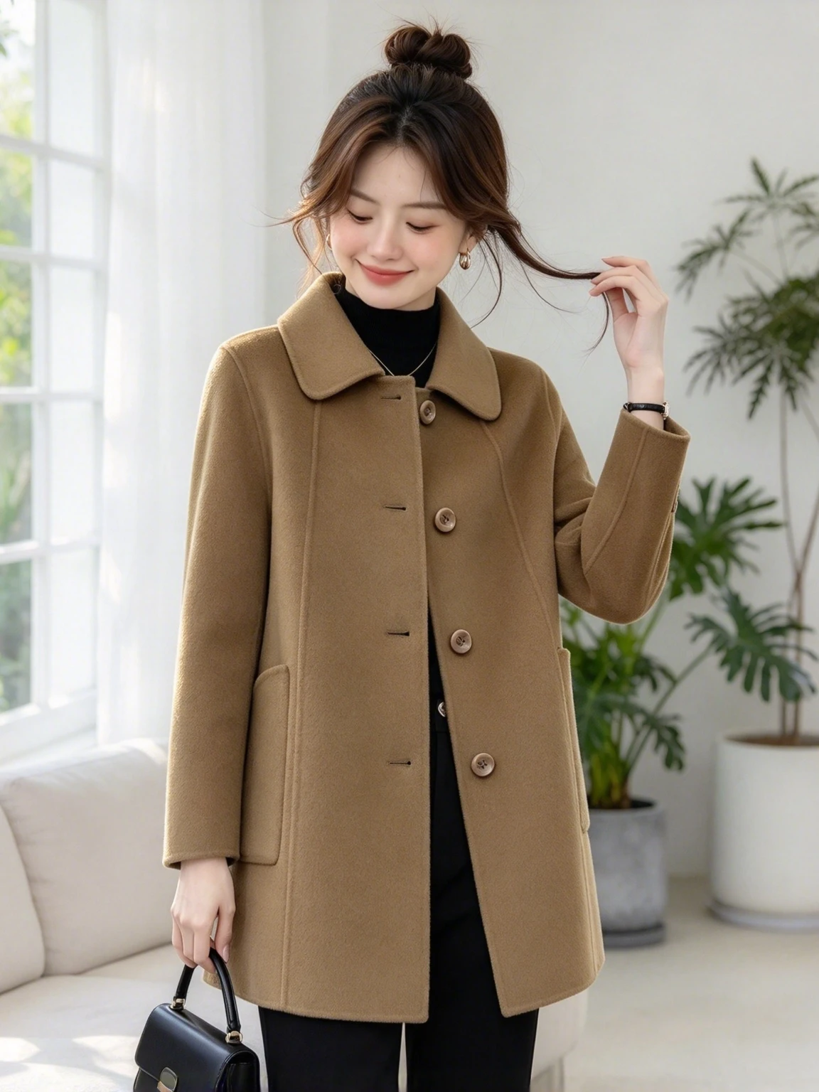 Thickened Woolen Coat Women's Mid-Length Jacket Winter Fashion 2026 New Style Mom's Winter Clothes Cotton Lined Coat