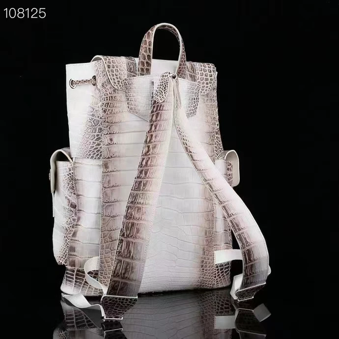 Himalaya white color genuine crocodile skin backpack daily bag real alligator leather knapsack leisure fashion stlyle big size