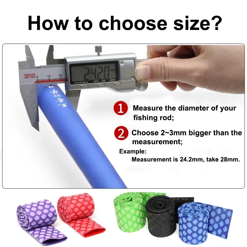 1m Anti-slip Fishing Rod Heat Shrink Tube Wrap Dia 15/18/20/22/25/28/30/35/40/45mm Non Skid Bicycle Handle Bar Grip Cover Case