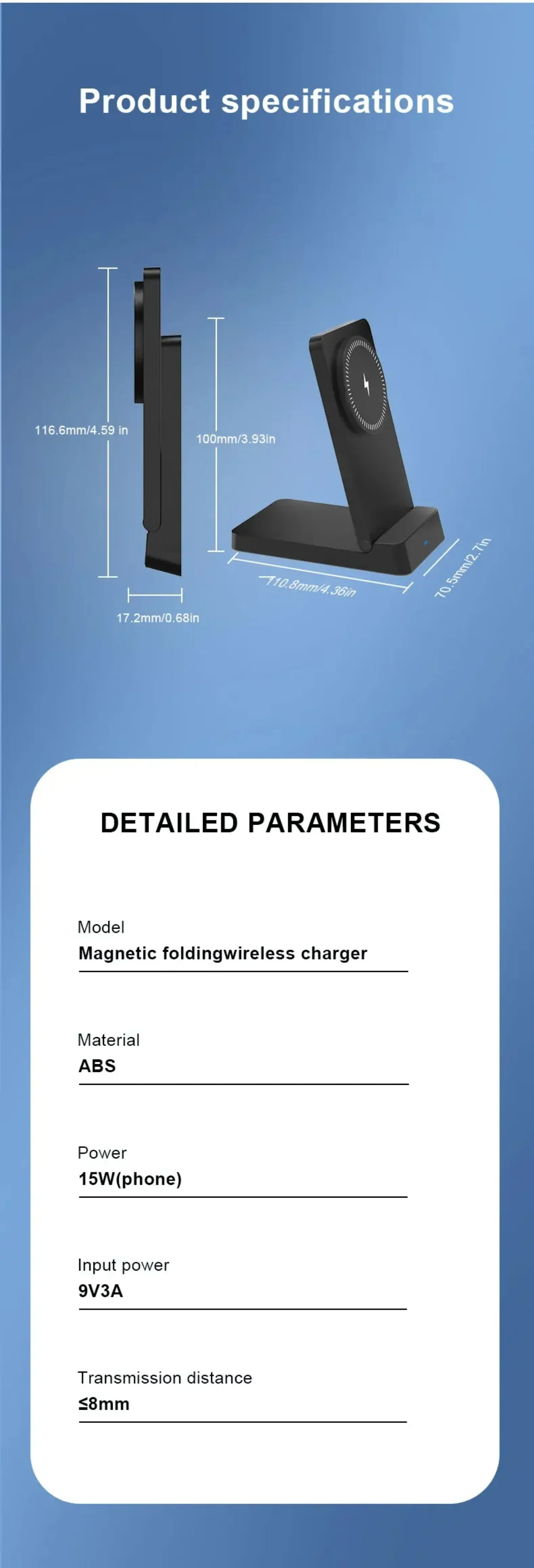 Foldable Magnetic Wireless Charging Stand Auto Adsorption Anti-slip for Desktop Office Home Travel for iPhone17 16 15 14 Charger