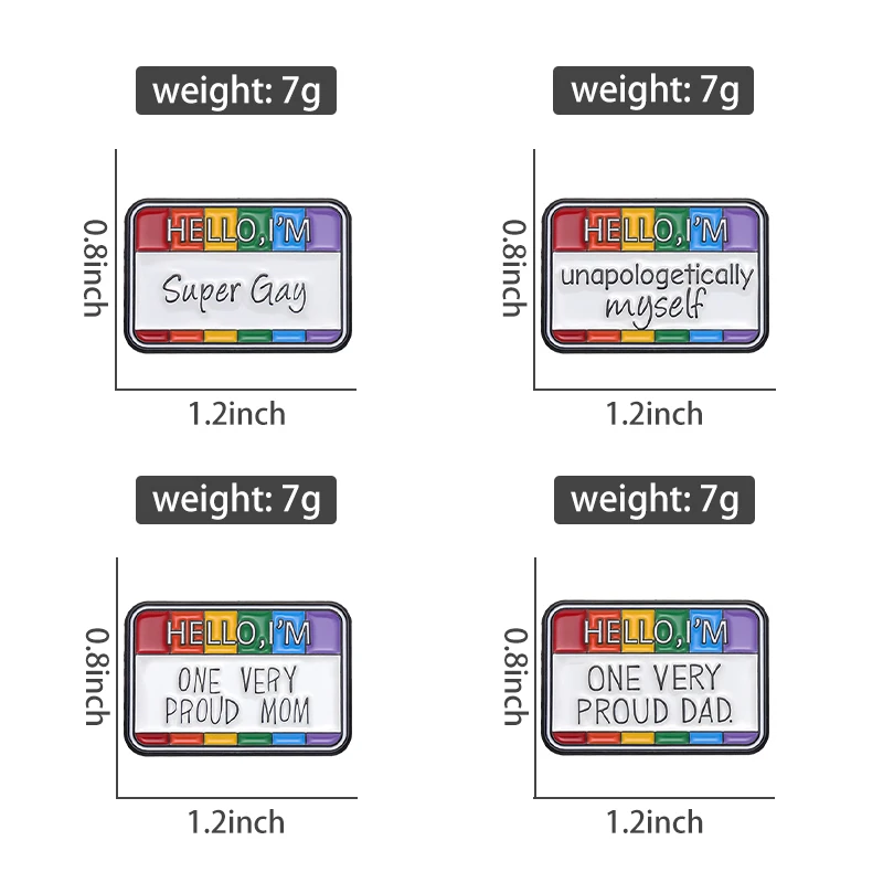 Hello, I'm Super Gay Brooch LGBT Rainbow Enamel Pin Badge Jewelry Custom Friendship Gift Metal Lapel Backpack Shirt Accessories