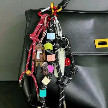 Koreaanse charme nylon handgemaakte touw sleutelhanger Y2K mode tas hanger sieraden DIY sport stijl paar armband kleurrijke hanger cadeau