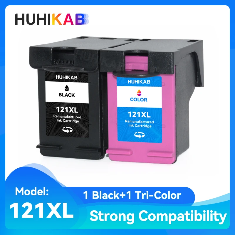 HUHIKAB Compatible Ink Cartridge Replacement 121XL For HP 121 XL Deskjet F4283 F2423 F2483 F2493 F4213 D2563 Printer