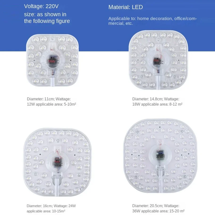 Moduł LED Źródło sufitowe 36W 24W 18W 12W PANEL pierścieniowy LED Kwadratowe światło AC220V Kwadratowa płyta sufitowa z magnesem