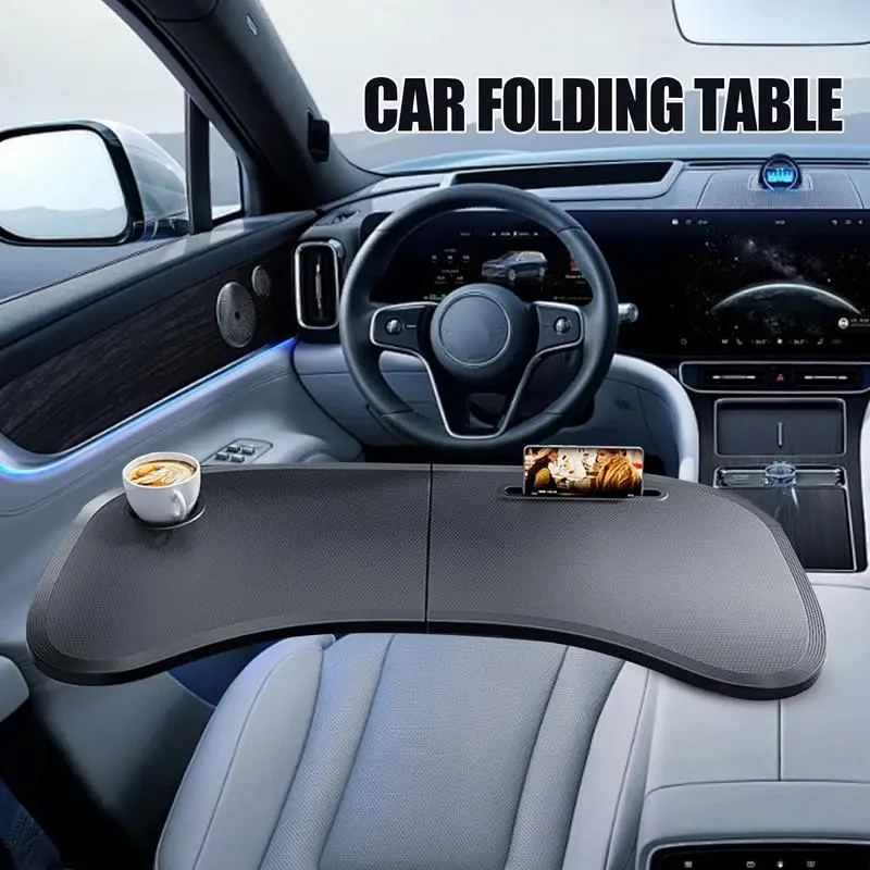 Car Steering Wheel Eating Tray Foldable Car Table For Eating Automobile Drink Holder Organizer Accessories For Work Mobile