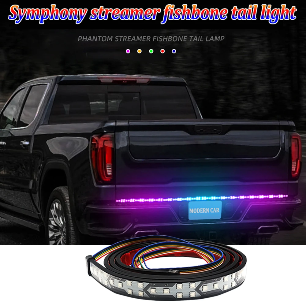 60Inch/48inch LED RGB Tailgate Light Strip Turn Signal Reverse Brake Light Car Tail Light Bar For Toyota Pickup Trunk Trailers