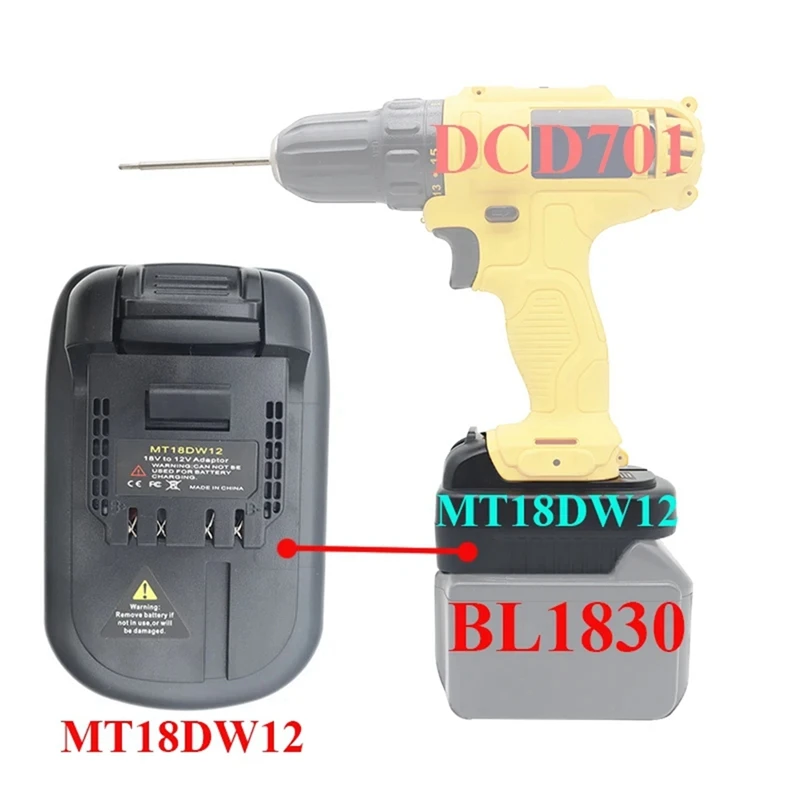 MT18DW12 Adapter Converter For Makita 18V Li-Ion Battery For Dewalt 12V 10.8V Tool