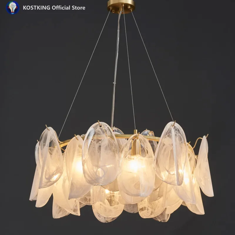 New Lamparas Colgantes Para Techo Modern Style Chandelier Luxury Decor 2025 Lighting Fixtures Glass Golden For Living Room
