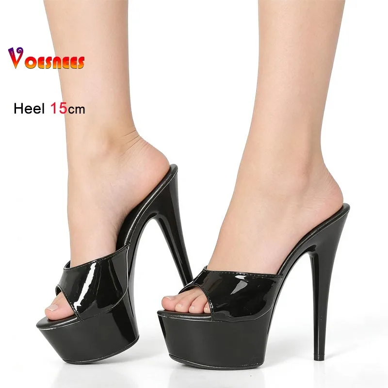

Новые женские туфли, сексуальные черные туфли на очень высоком каблуке 15 см, удобные сандалии на толстой платформе, летние туфли для ночного клуба и вечеринок