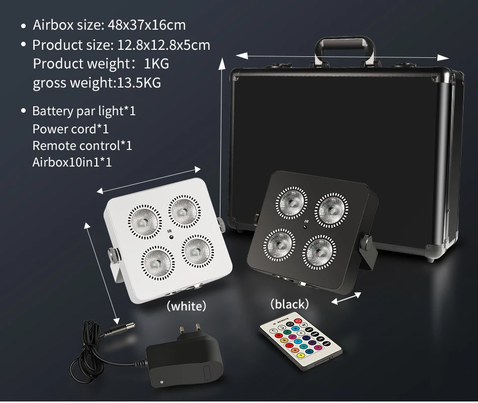 aicpose 4x18W RGBWA UV 6in1 LED Akku-betriebenes Wash Par Licht unterstützt DMX-Steuerung, Mini-Akku-betriebenes Party- & Hochzeitslicht – Detail 7