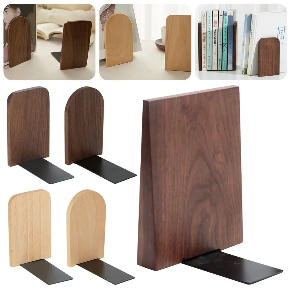 

3PCS High Quality Nature Wooden Bookends Non-slip Thickened Book Stand Book Display Holder School Office