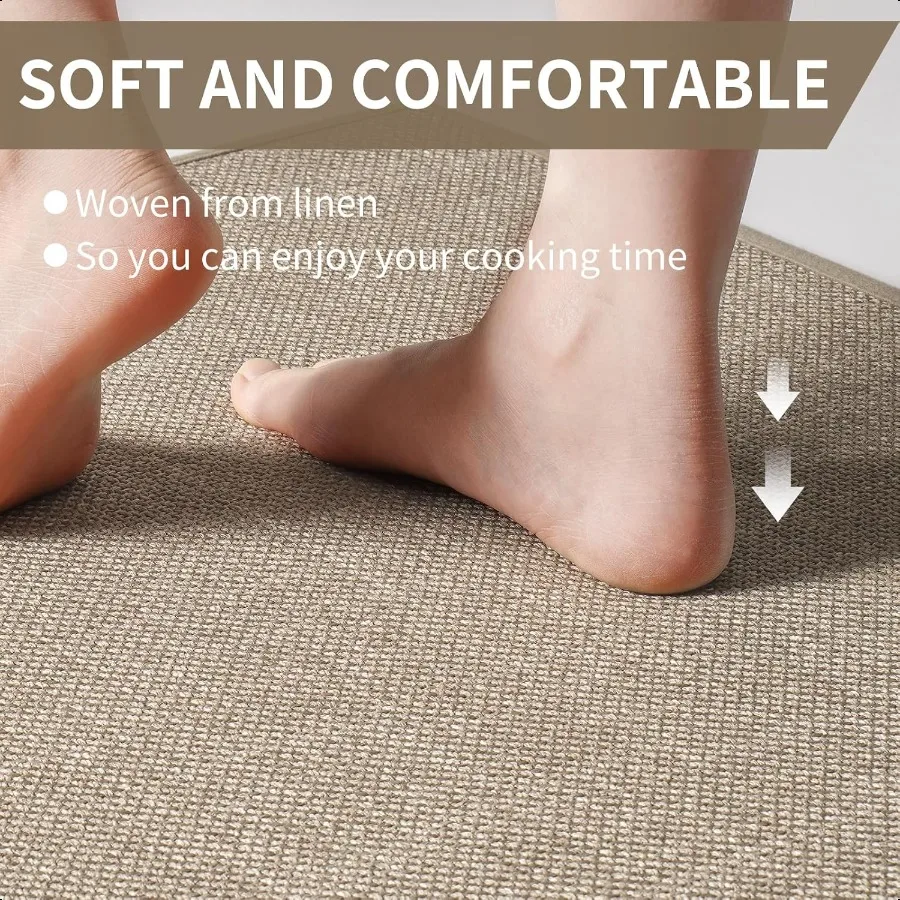 Corner Kitchen Mats for Floor Non Slip Washable Rubber Backed Circular Sector Kitchen Rugs er Absorbent Imitation Linen Braided