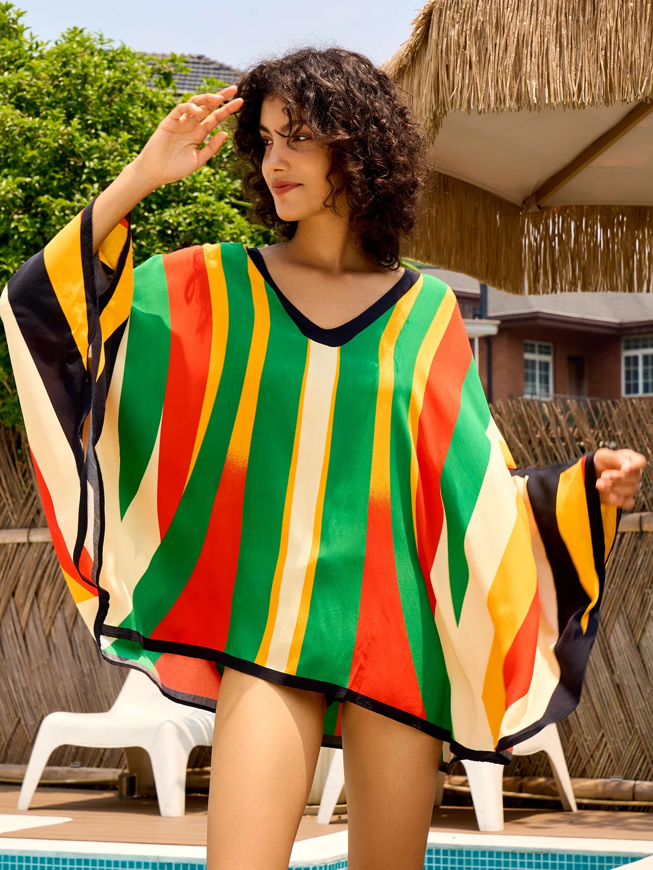 Sexy dress Long Kimono Swimsuit Cover up for Women Stylish Tie Dye Open Front Beach Outfits Bathing Suit