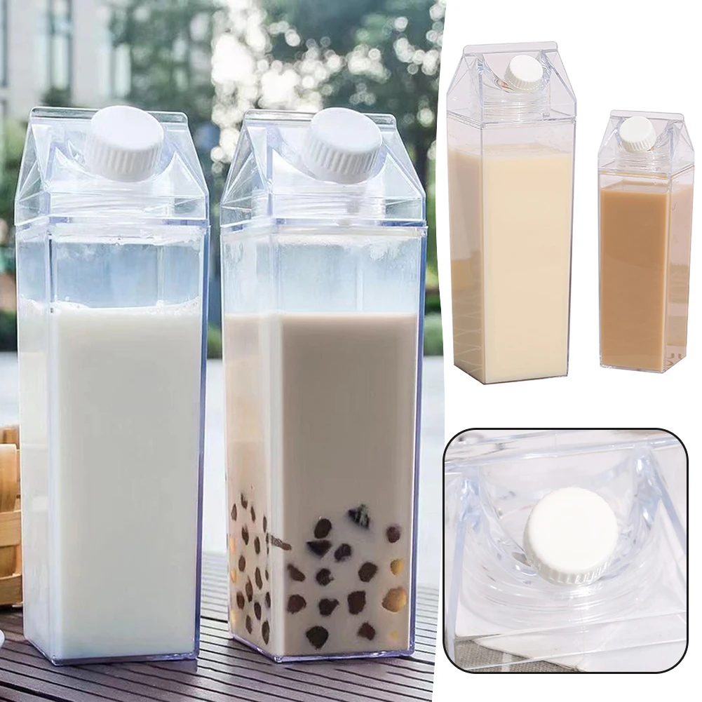 

Simple Plastic Squared Milk Cup Leak-proof Large Capacity Water Cup For Refrigerator