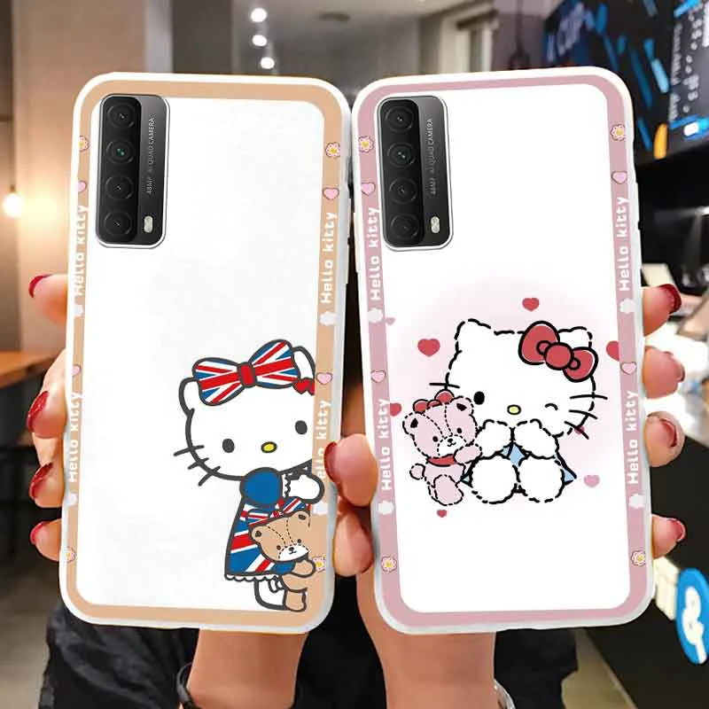 Phone Case for For Huawei P smart 2021 Y7A y7a Girl Anti-drop Cute Cartoon Cinnamoroll Kuromi Hello Kitty Silicone Back Cover