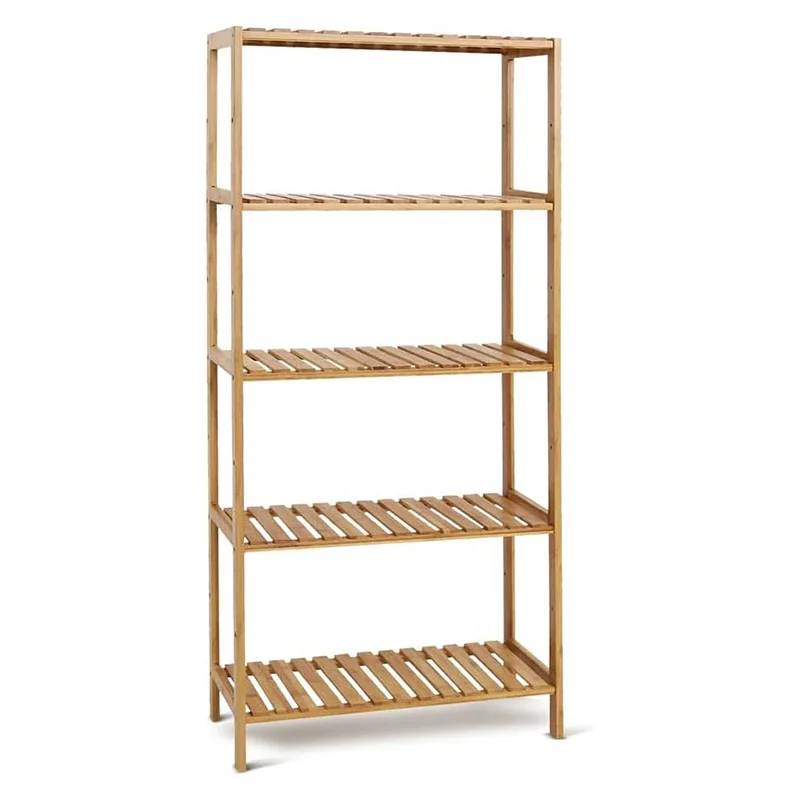 Bamboo Storage Shelf Freestanding Storage Stand for Living Room Multifunctional Organizer Bookshelf Storage Shelf Bookcase