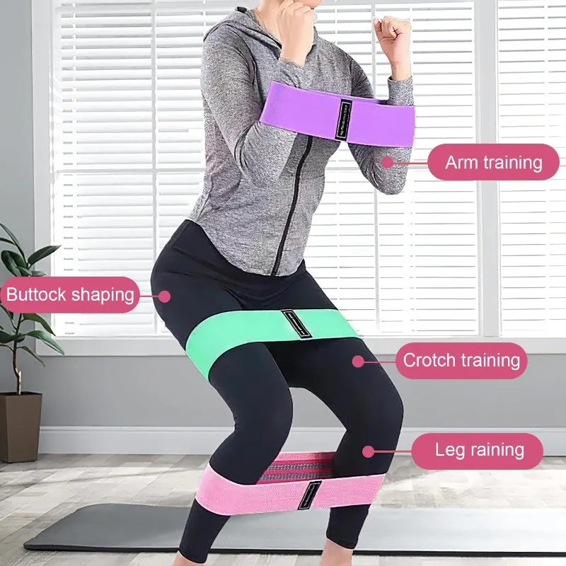 3Pcs Basic Fabric Resistance Hip Booty Bands Glute Thigh Elastic Workout Band Squat Circle Stretch Fitness Strips Loops Yoga Gym