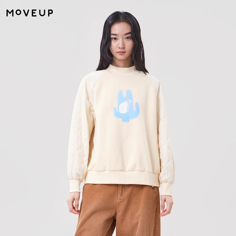 MOVEUP Women Sweatshirts FUN Series 2026 Winter Print Polar Fleece Cropped Pullover Minimalist Commuter Warm Clothing 3ELD11415