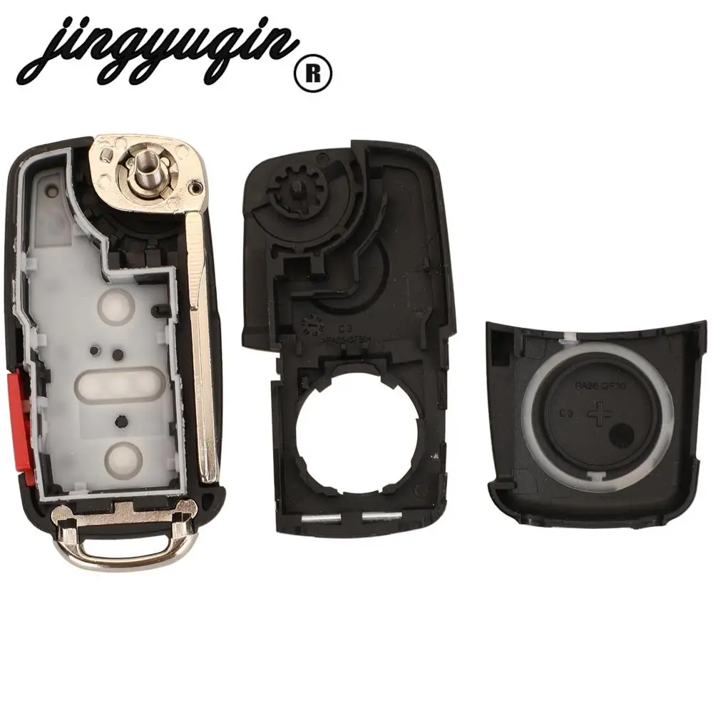Jingyuqin 2/3/4/5 Tasten Klappbarer Autoschlüsselgehäuse für VW B5 Golf Seat Polo Passat Tiguan für Skoda Hu66 Klinge