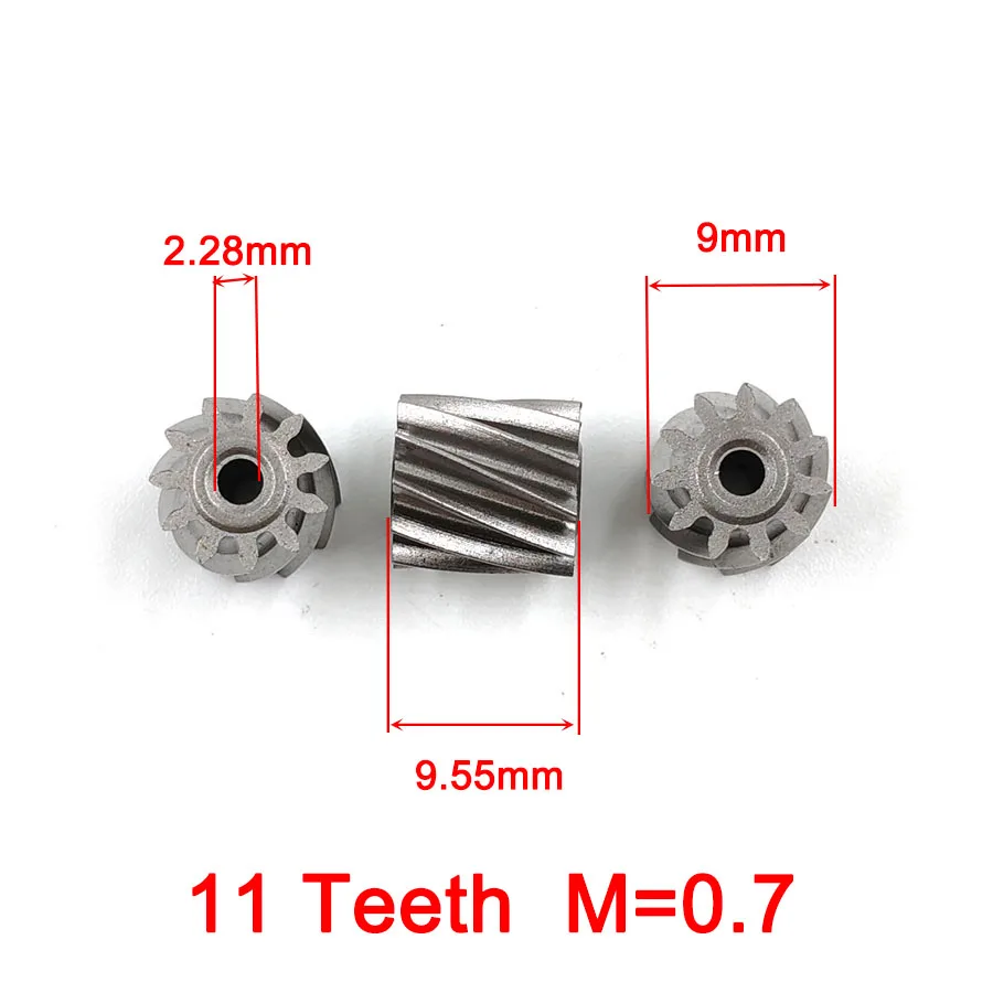 11T 0.7M Metal Helical Gear OD=9MM Height 9.6mm Hole 2.3mm Bevel Pinion DIY Parts Accessories 112.3A