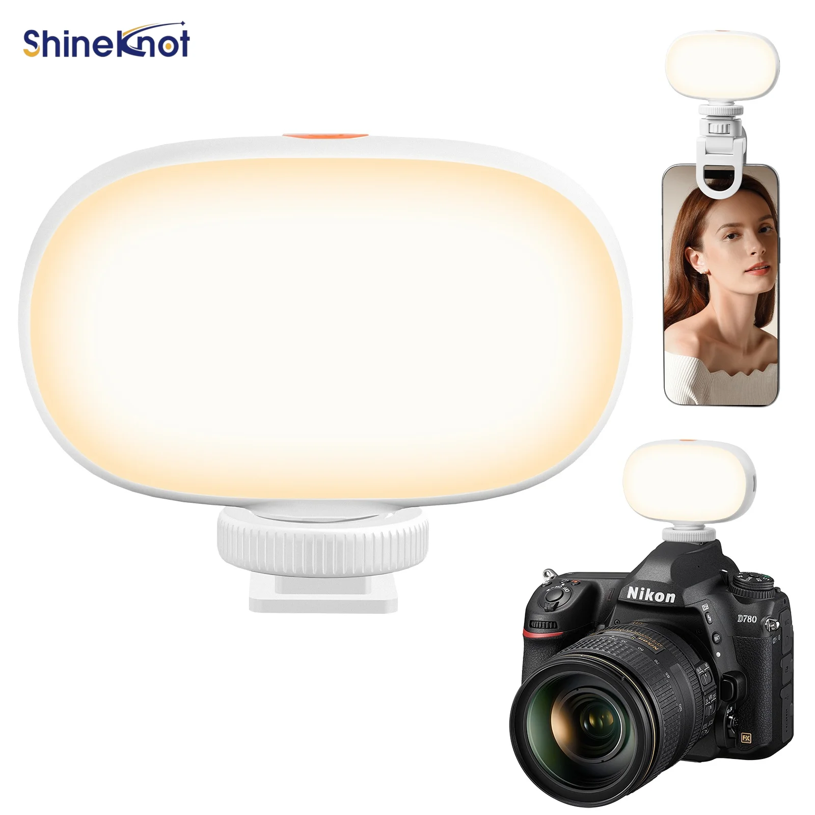 SHINEKNOT Mini Camera Light LED Mobile Phones Soft Lamp Video Photography Rechargeable Handheld Selfie Light Long battery life