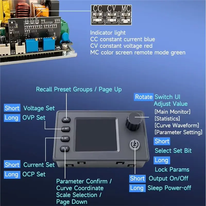 A69EWP3010 Screen CNC Adjustable DC Power Supply Module 32V 10A 320W Built-In Pre Stage Adjustable Voltage Regulator Color