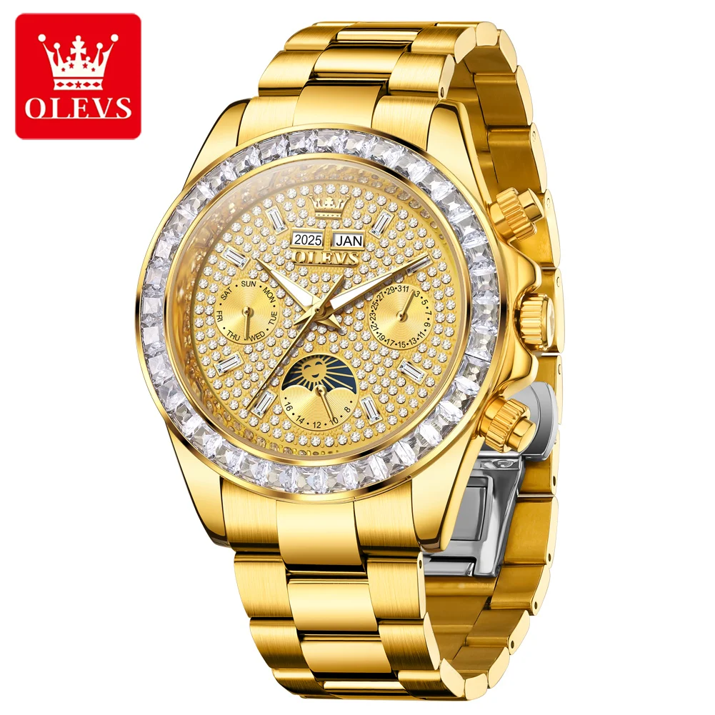 Men's Luxury Automatic Mechanical Wristwatch, Diamond Dial