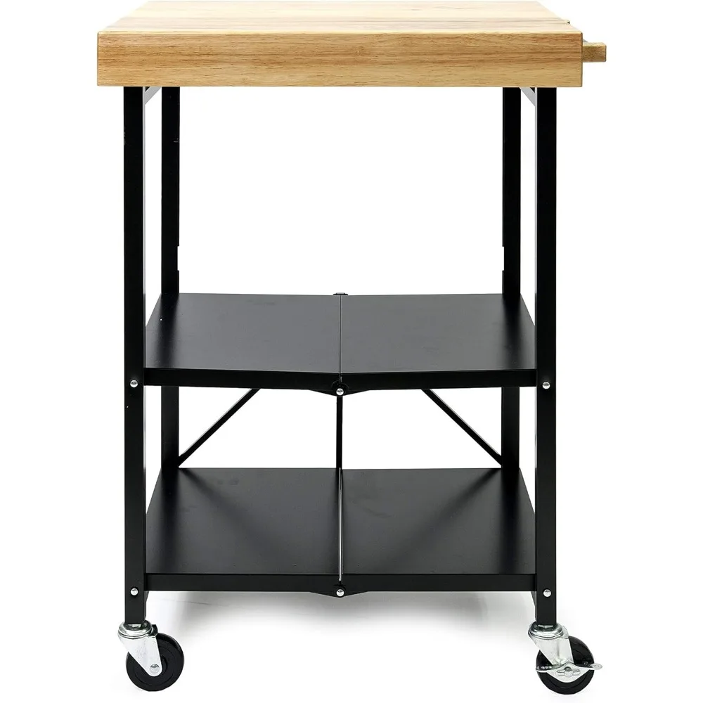 

Origami Folding Kitchen Cart on Wheels, 3-Tier Foldable Rolling Cart - Chefs Outdoor Cart for Wine and Food, Microwave Cart, Pla
