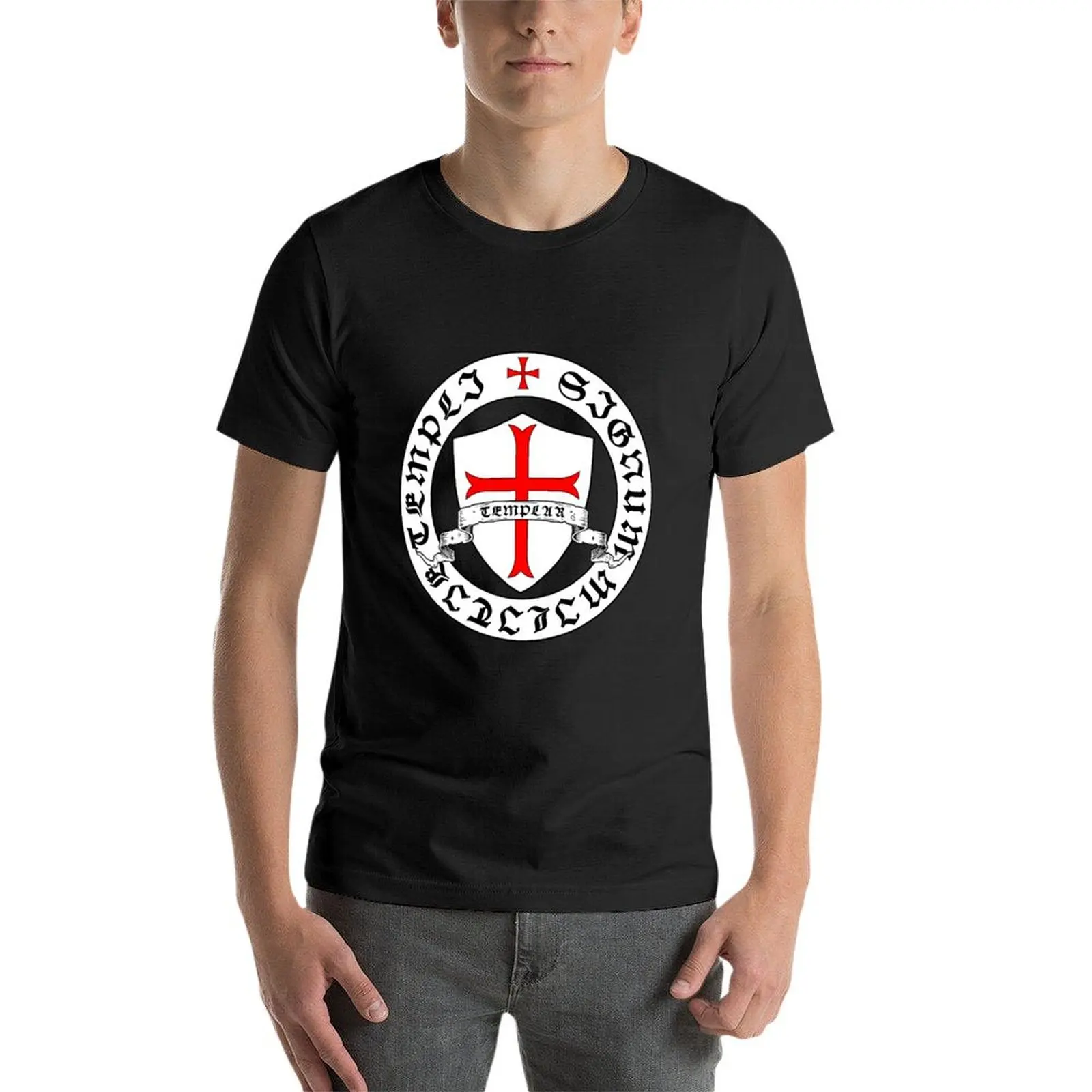 Knights Templar 12th Century Seal - Holy Grail - templars - crusades T-Shirt Blouse heavyweights cute tops Men\'s cotton t-shirt