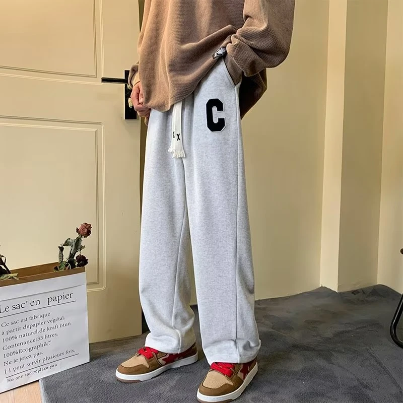 

Спортивные брюки с высокой талией и широкими штанинами, женские свободные повседневные брюки длиной до пола, осенне-зимние брюки в корейском стиле, уличная мода