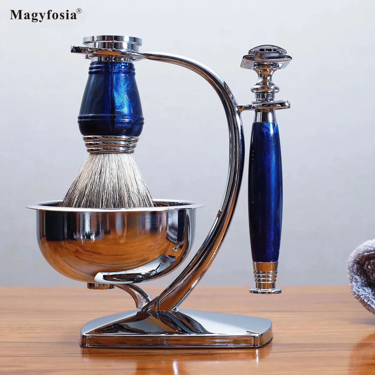 Magyfosia Premium Wet Double Edge Safety Razor Shaving Set with 10 Original Blades, Brush,Soap Bowl,Barbershop Grooming Tool