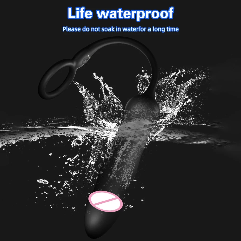 Male Prostate Massager Anal Plug With Penis Ring Telescopic Vibrator Wireless Control Anus Sperm-Locking Ring Sex Toy For Men 18