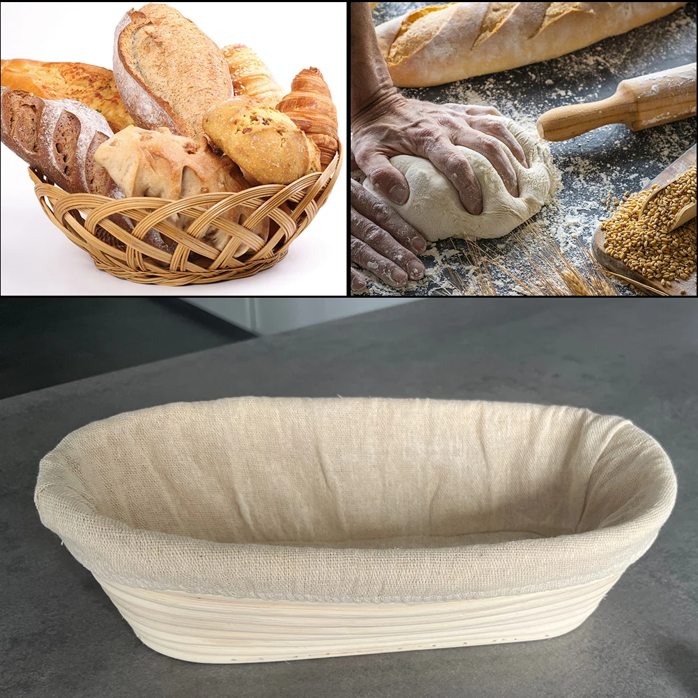 Banneton الروطان الخبز التدقيق سلة البيضاوي الطبيعي العجين التخمير الخوص العجين المخمر للمحترفين والمنزل الخبز بيكر