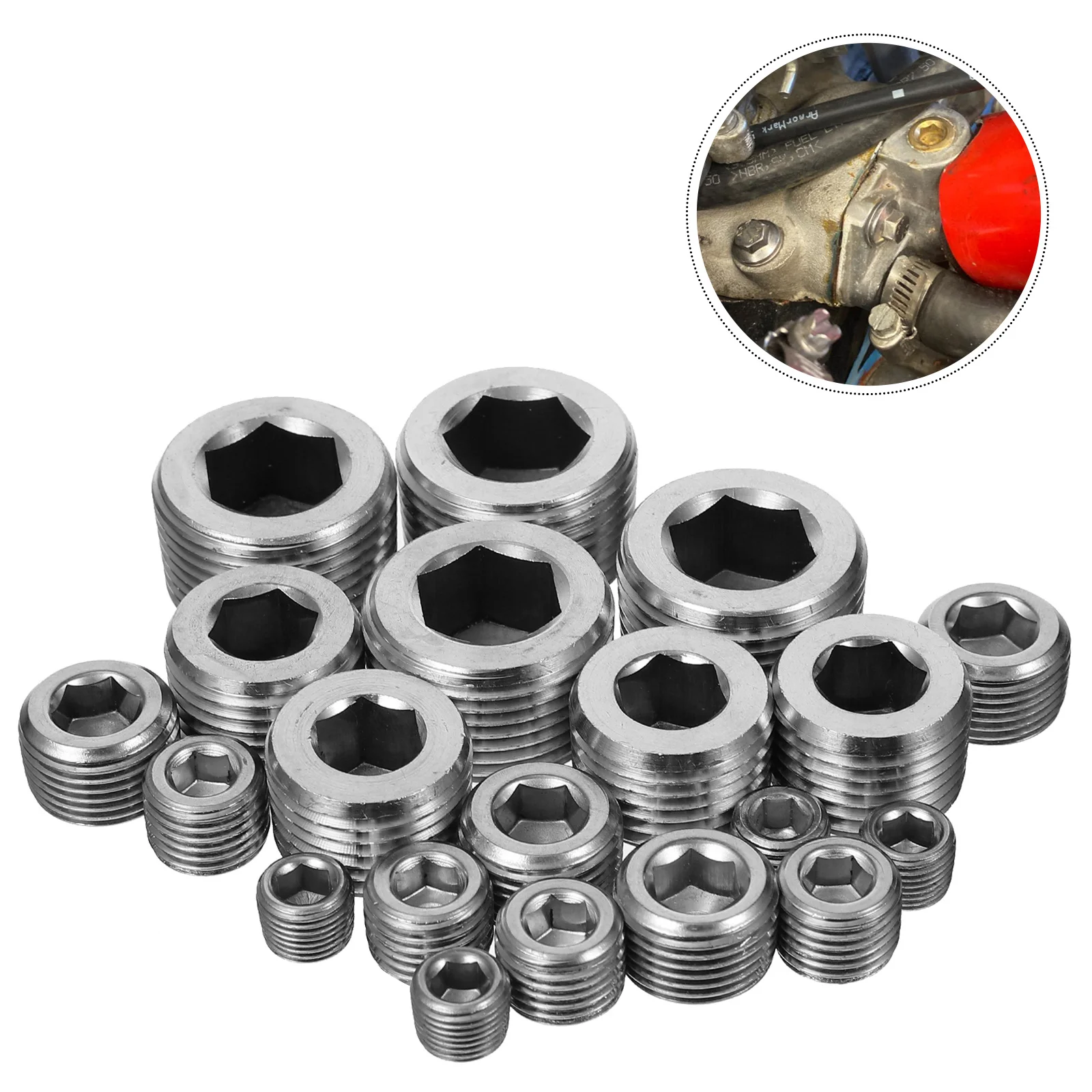 

Stainless Steel Head Plug Automotive Pipe Fitting Adapter Tubing End Material Internal Hex