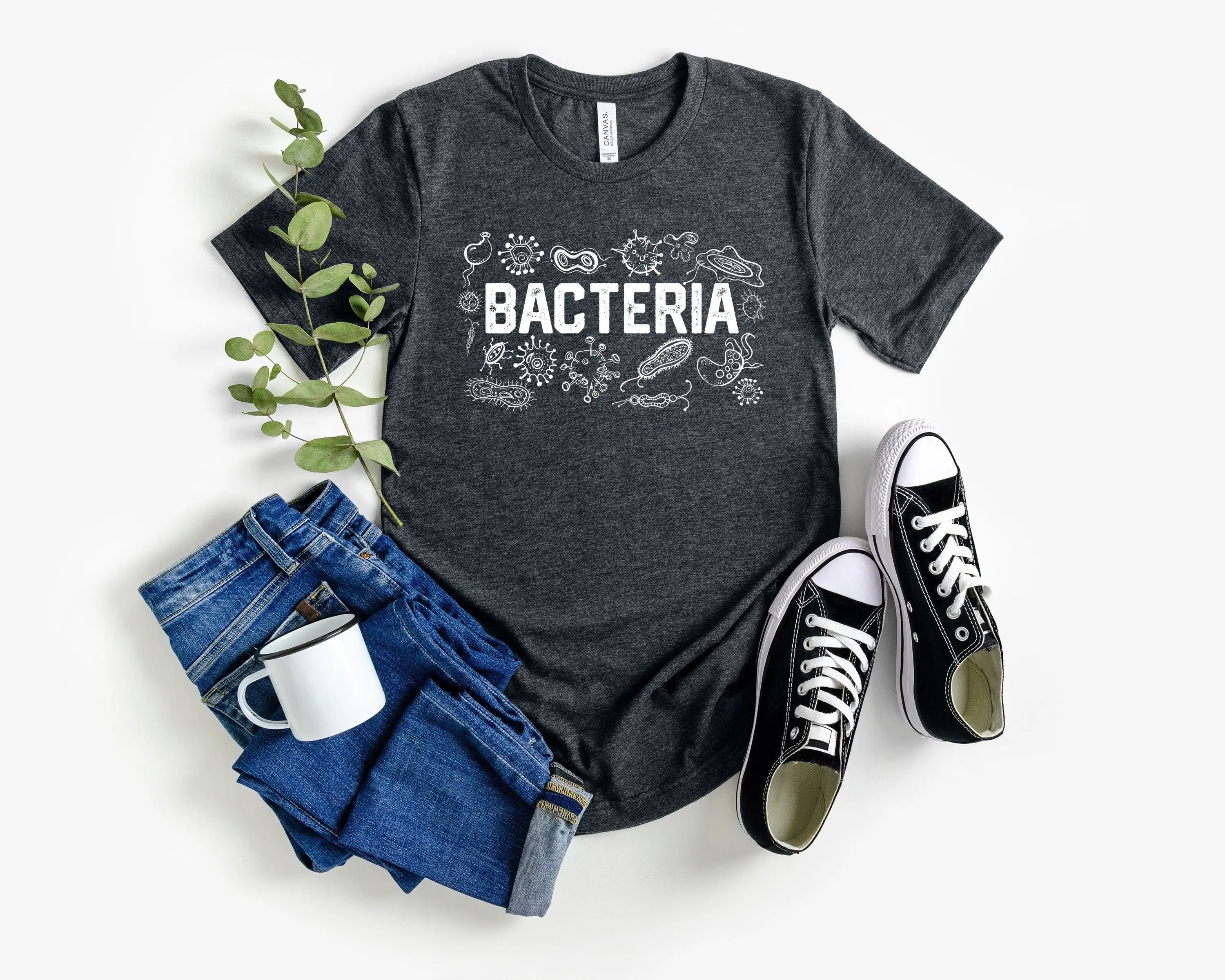 Bacteria microbiogisT T Shirt microbiology germaphobe science biology funny medical med school gift chemist germs