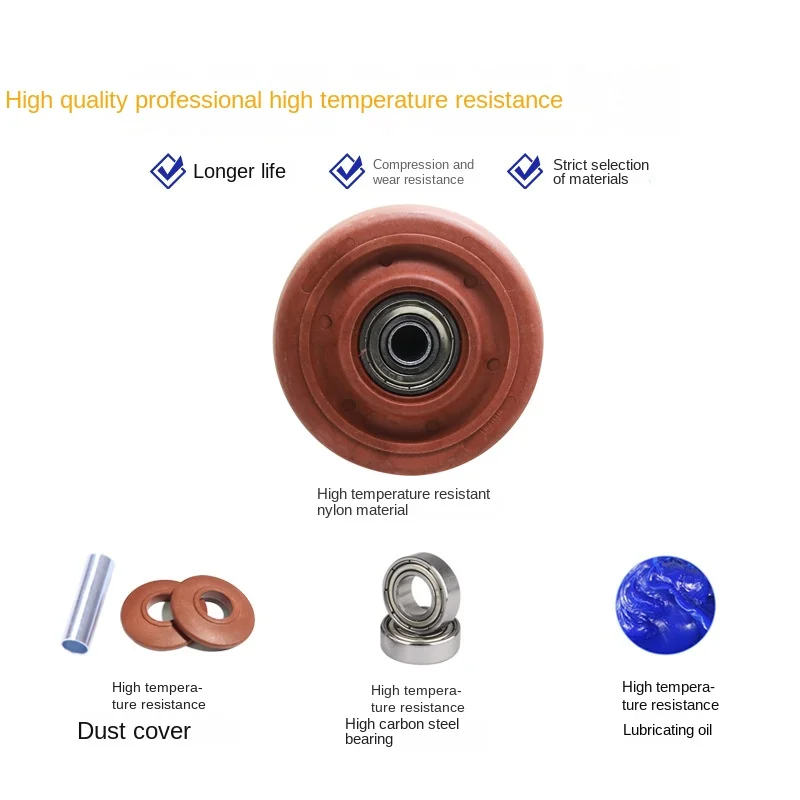 1Pc - High-Temperature Resistant Caster - 5 Inch Single Wheel with Axle, Baking Oven Roller, High-Temp Bakery Cart Wheel