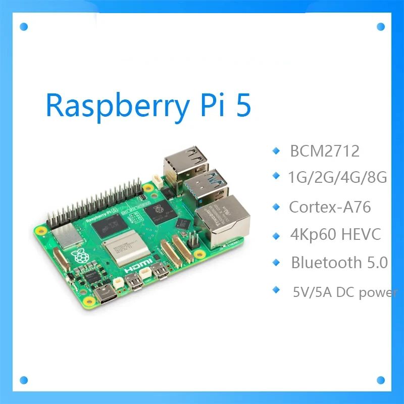 Official Original Raspberry Pi 5 Cortex-A76 Linux 4GB 8GB Arm Development Board Python programlama PCIe Gigabit Ethernet USB3.0