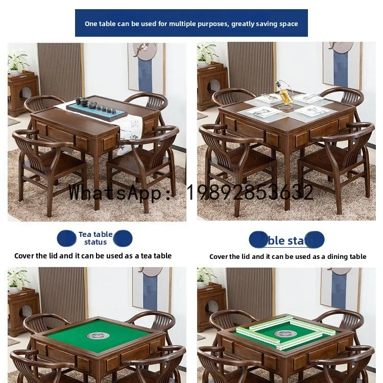 YFY Solid Wood Mahjong Table Fully  Home Mahjong Machine Dining Table Dual-use Integrated Intelligent New Chinese Style Electric
