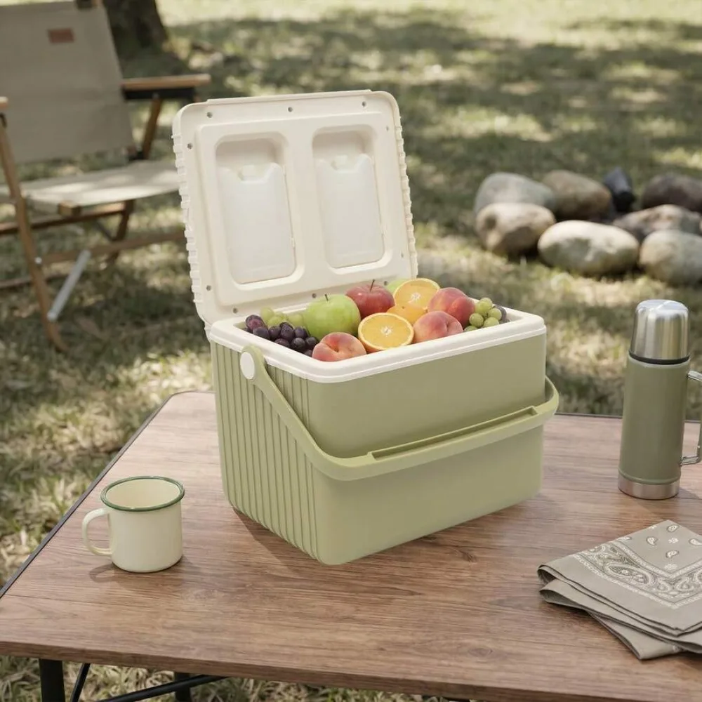 13L Portable Insulated Cooler Box Camping Cooler with 2 Ice Packs, Outdoor Cold Retention Storage Container for Picnic, Beach, Travel, Fishing, Compact Leakproof Design view 2