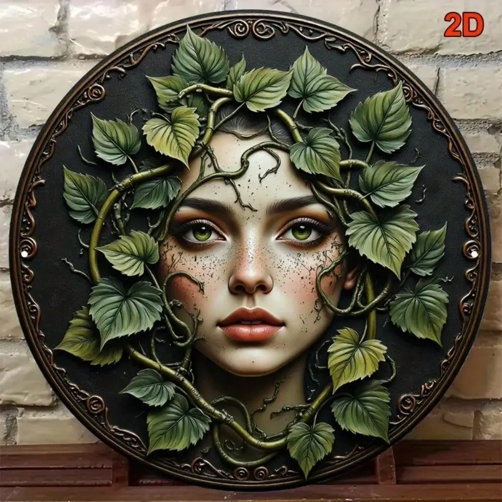 Feenblatt-Stil 8 Zoll Rundes Aluminium-Metallschild Moderne Wandkunst für Wohnzimmer Heimdekoration