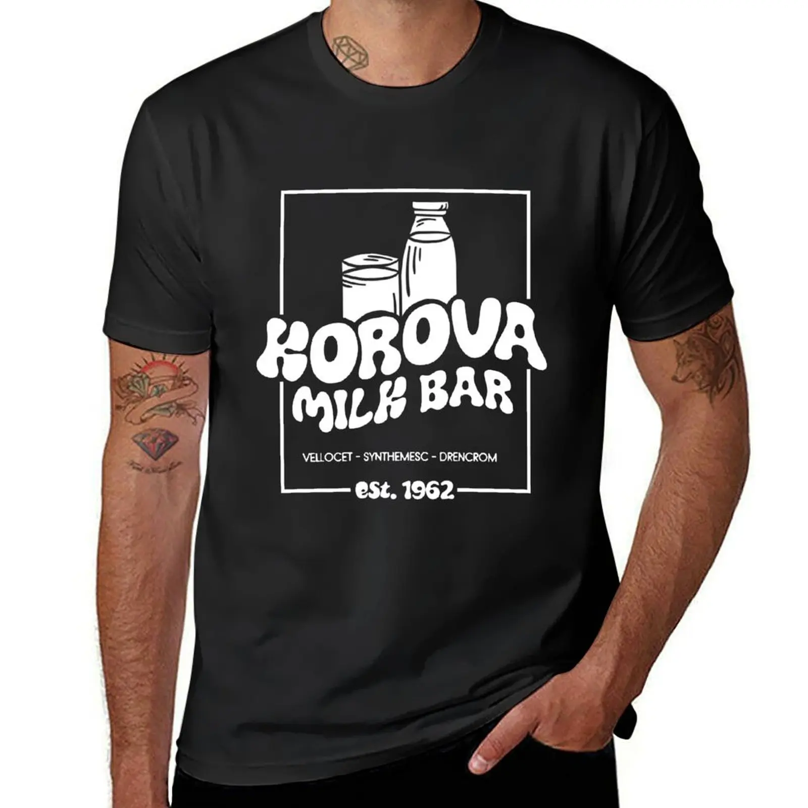 Korova Milkbar - Black Edition T-Shirt Aesthetic clothing plus sizes t shirts for men cotton